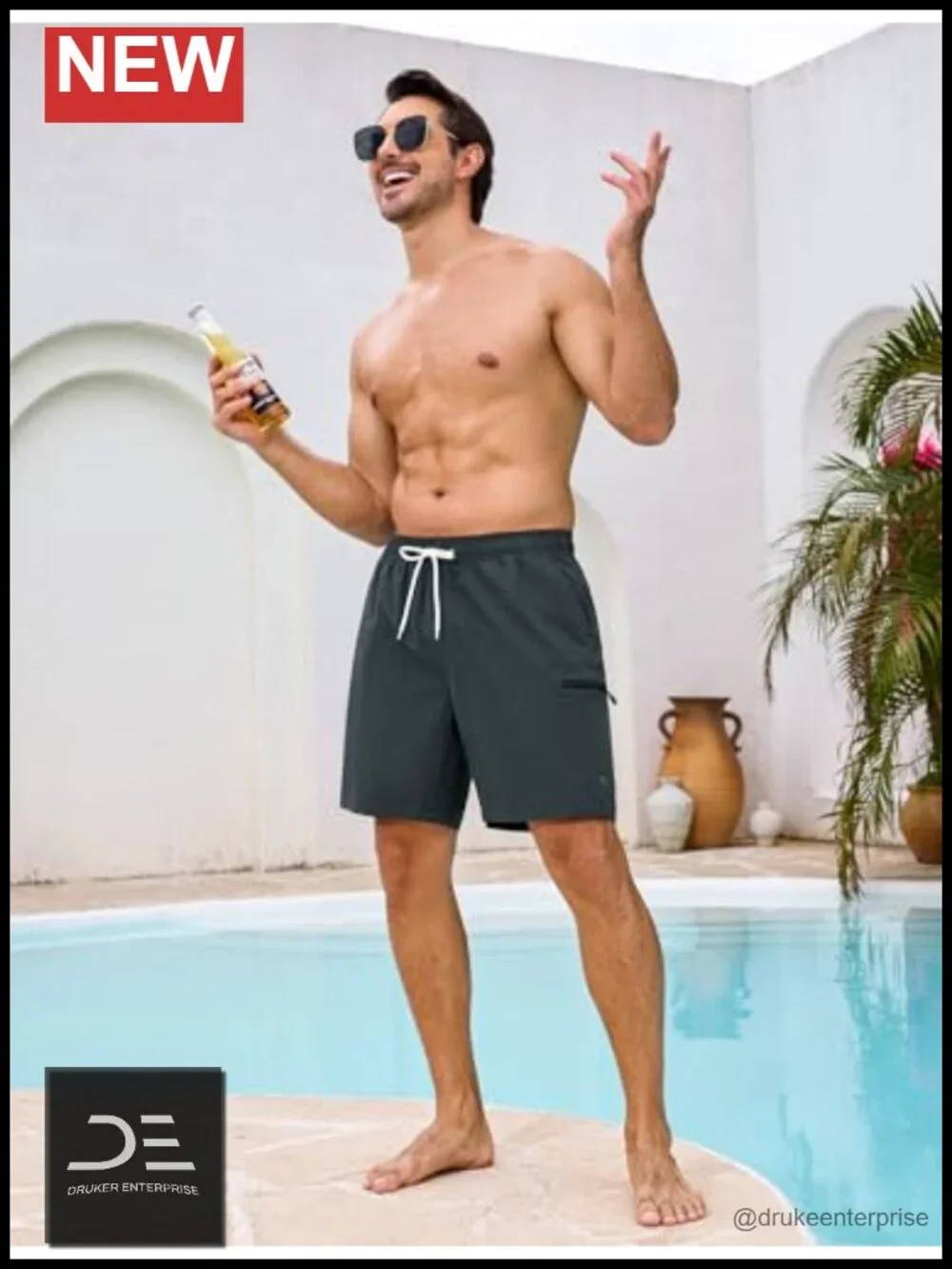 Quick Dry Swim Trunks with Compression Liner and Cargo Pockets